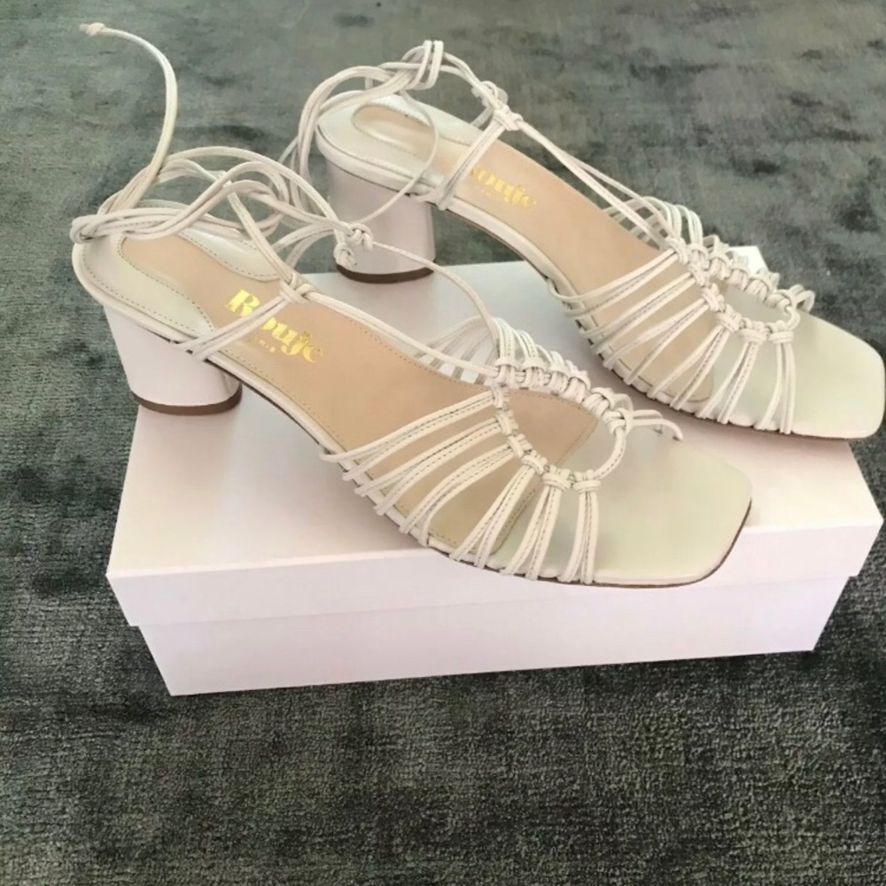 Rouje Juno Sandals, White, with box